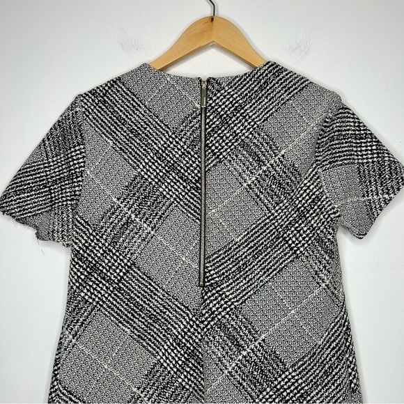 Calvin Klein Plaid Cross Box Short Sleeve Shift Dress Gray Office Classic Sz 12 - Picture 6 of 8